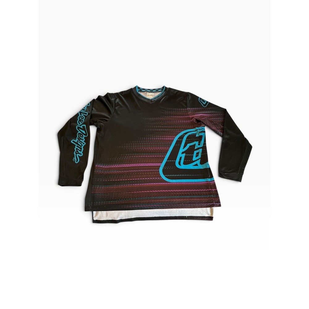 Troy Lee Designs Jersey Mens XL Black Cyan Motocross MTB Long Sleeve TA0101